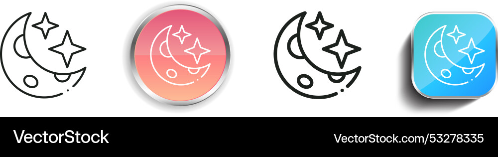 Crescent moon icon thin linear regular and button vector image