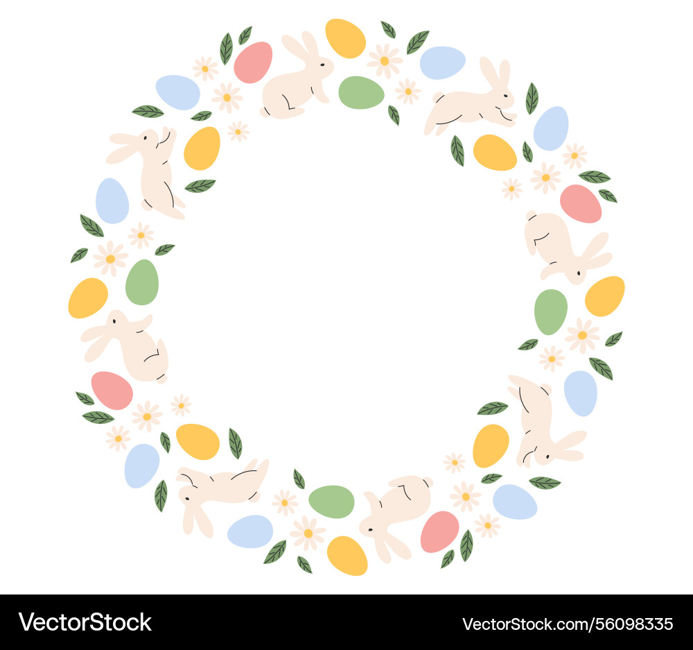 Easter wreath easter frame with painted eggs Vector Image