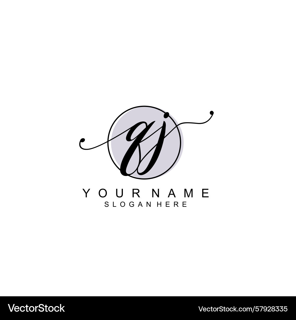 Handwriting logo concepts with initial qj Vector Image