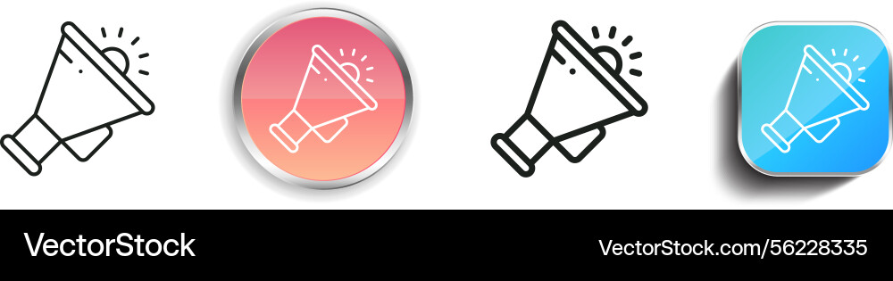 Megaphone icon thin linear regular and button Megaphone icon thin linear regular and button vector image