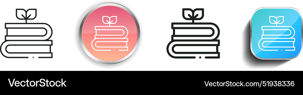 Books icon thin linear regular and button style vector image