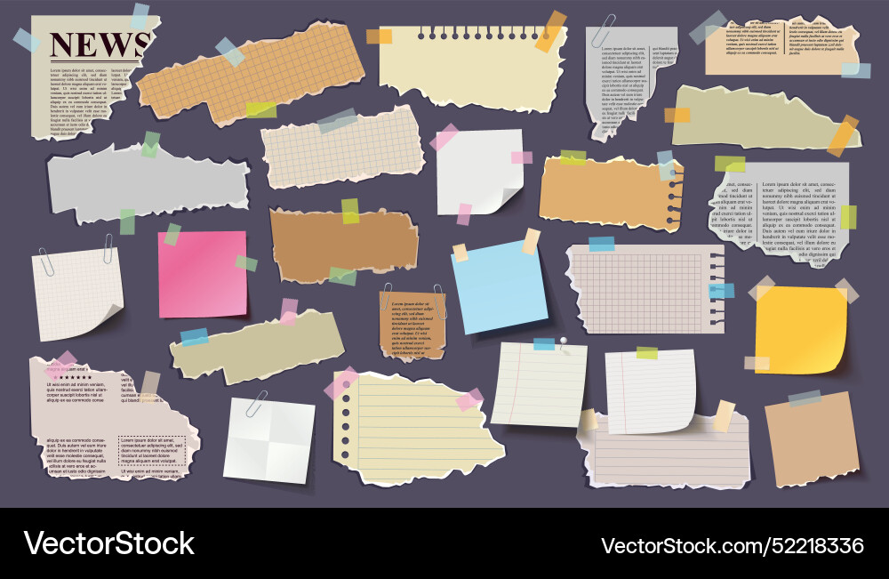 Collection of different color sheets note Collection of different color sheets note Vector Image