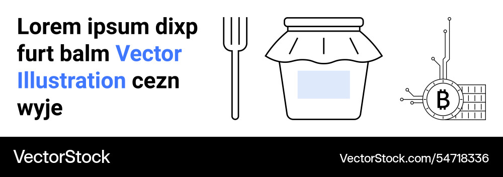 Digital fork jar with lid and circuit bitcoin vector image