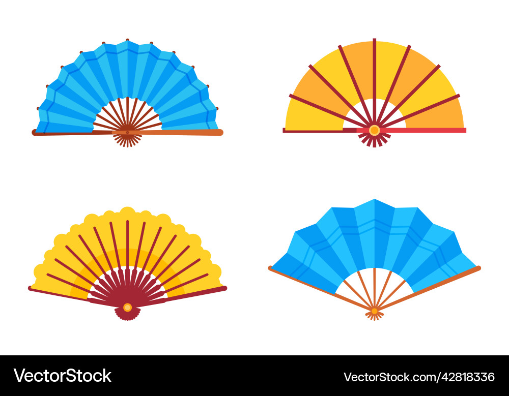 Handheld Fan traditionell chinesisch oder japanisch Handheld Fan traditionell chinesisch oder japanisch Vektorbild