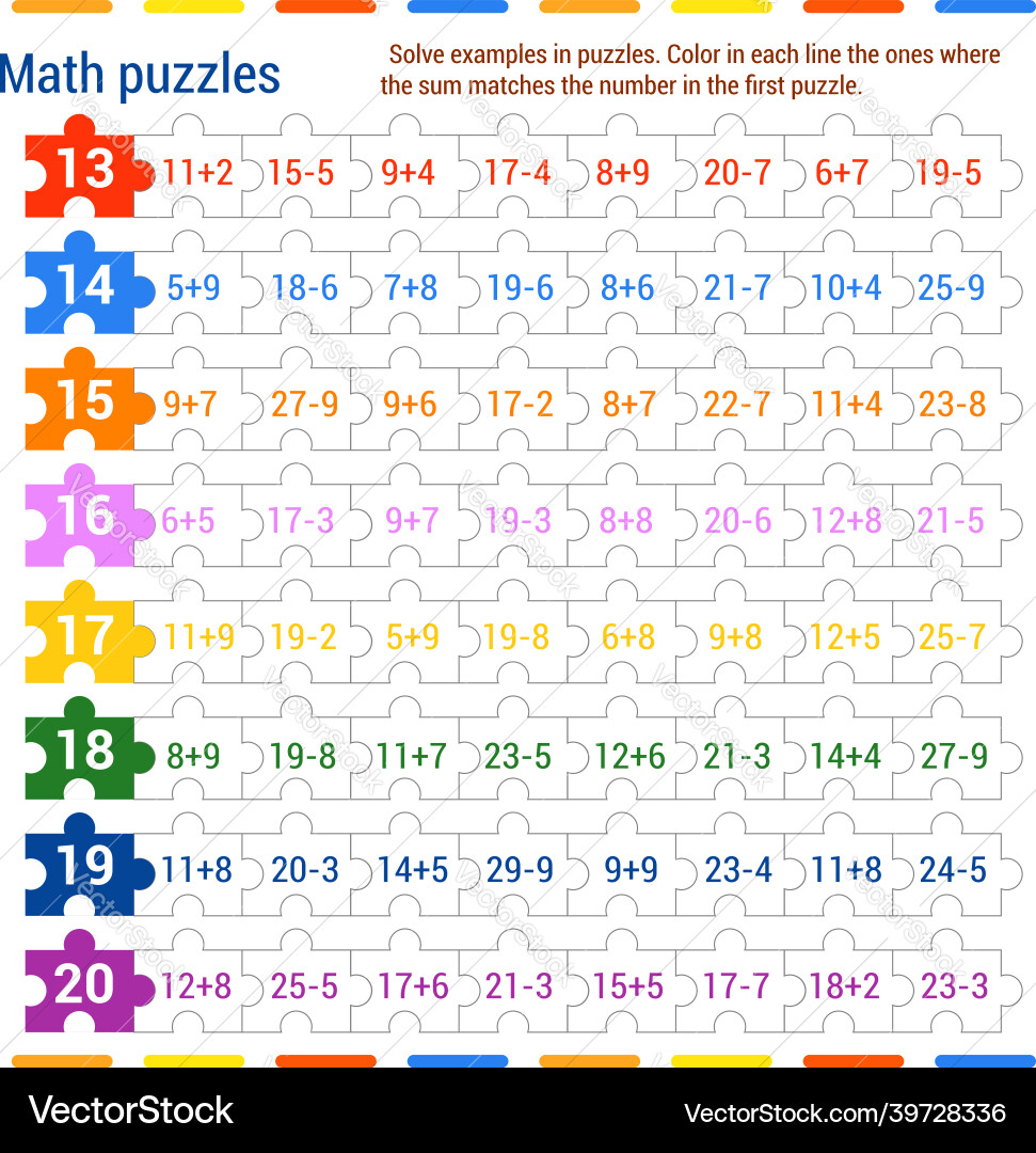 Math puzzle game solve the examples Math puzzle game solve the examples vector image