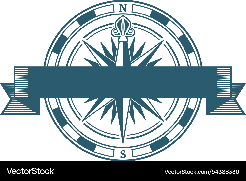 Retro compass logo sailing emblem with ribbon – Royalty-Free Vector ...