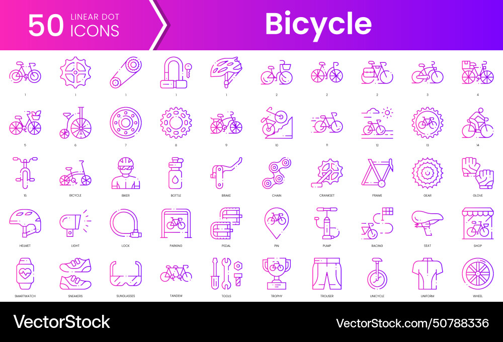 Set of bicycle icons gradient style icon bundle Set of bicycle icons gradient style icon bundle vector image