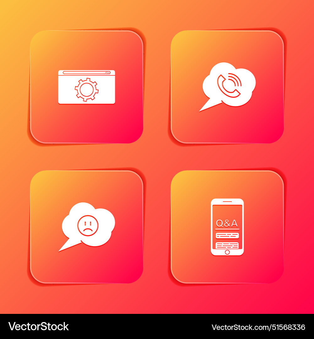 Set setting speech bubble with phone call sad Set setting speech bubble with phone call sad vector image