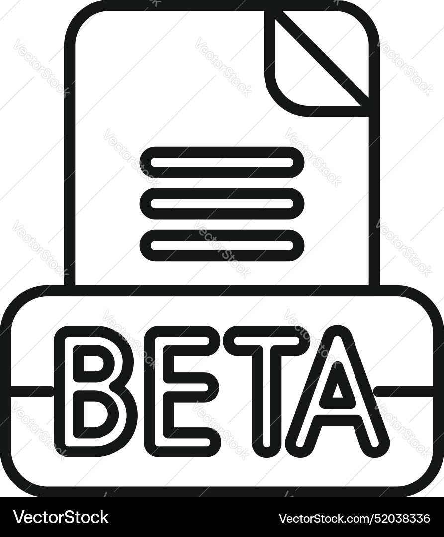 Simple beta version document file icon showing Simple beta version document file icon showing Vector Image