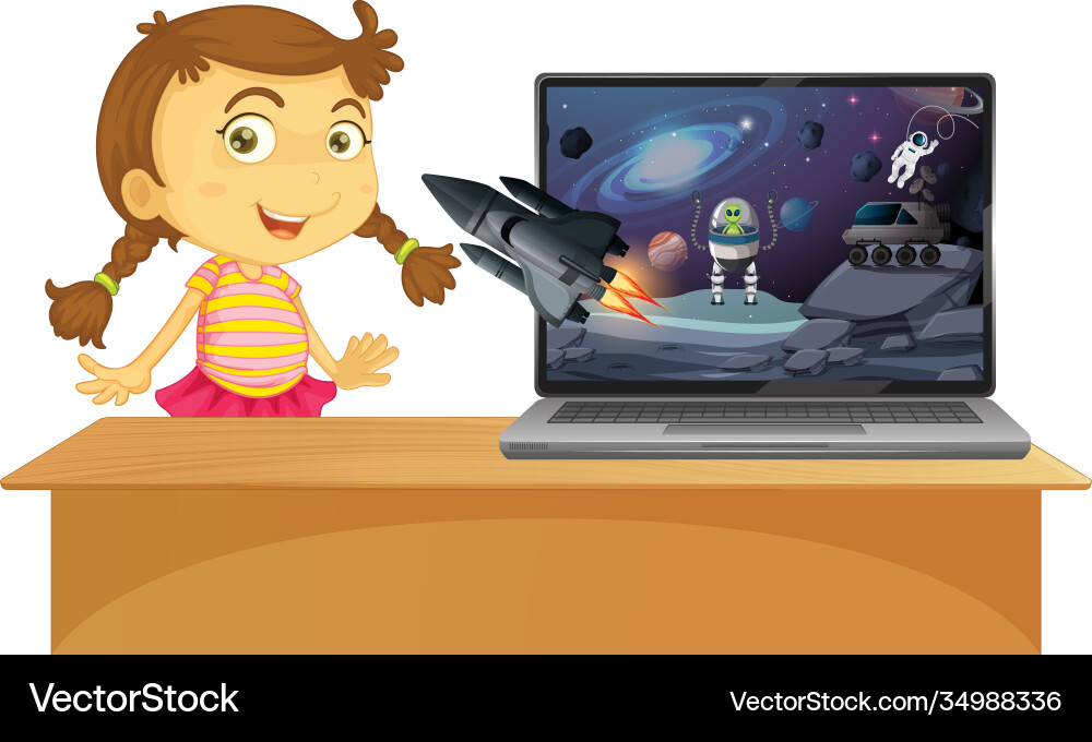 Space scene on computer background Vector Image