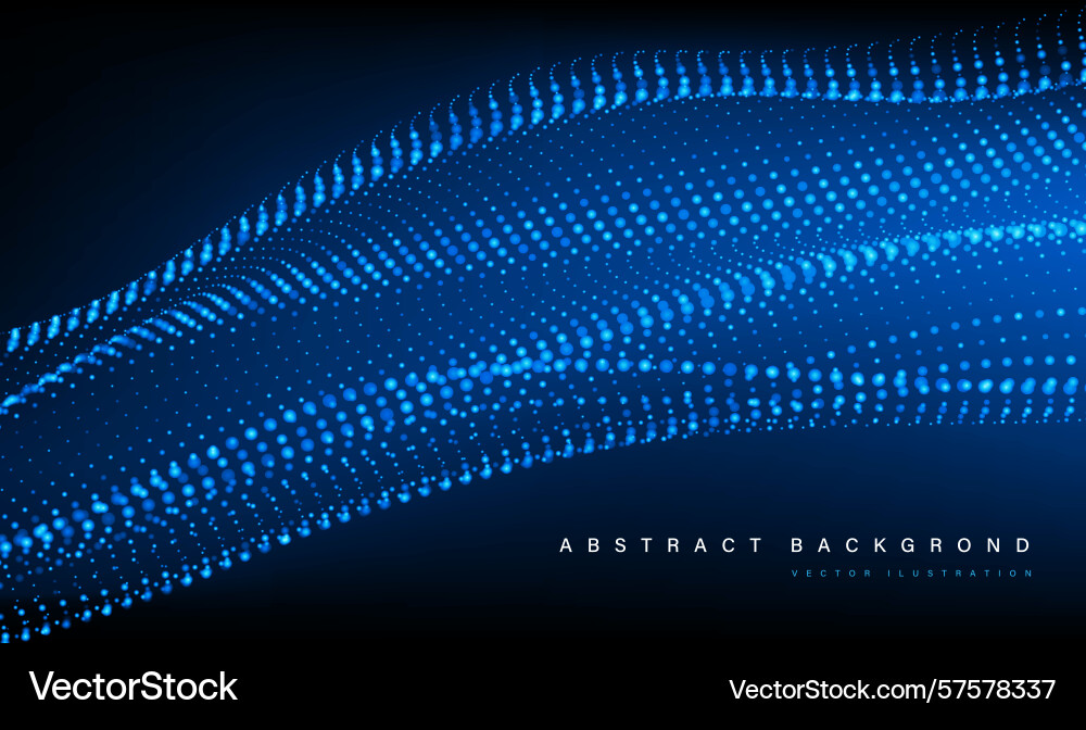 Abstract blue mesh particles wave curve overlap vector image