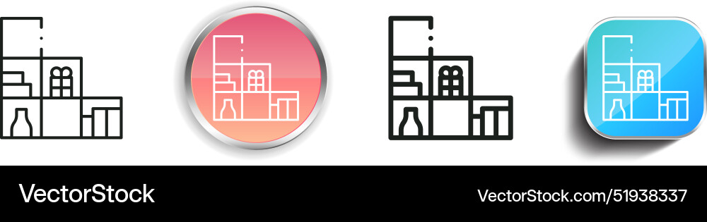 Bookshelf icon thin linear regular and button Vector Image