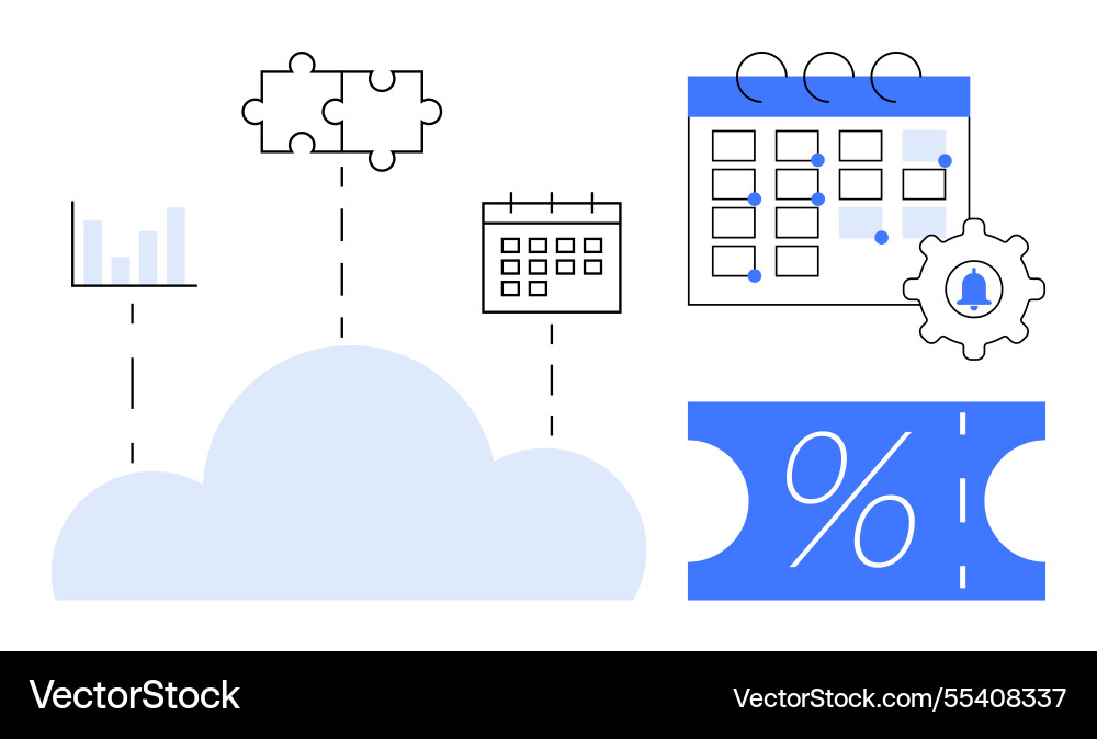 Cloud computing integration with calendar puzzle Vector Image