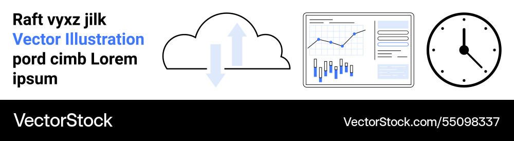 Cloud storage data analytics and time management Cloud storage data analytics and time management vector image