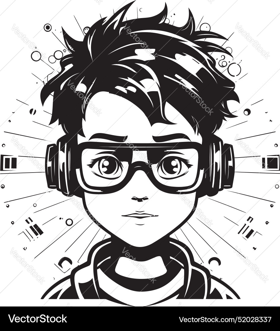 Coding prodigy black logo with inventor engineer Coding prodigy black logo with inventor engineer Vector Image