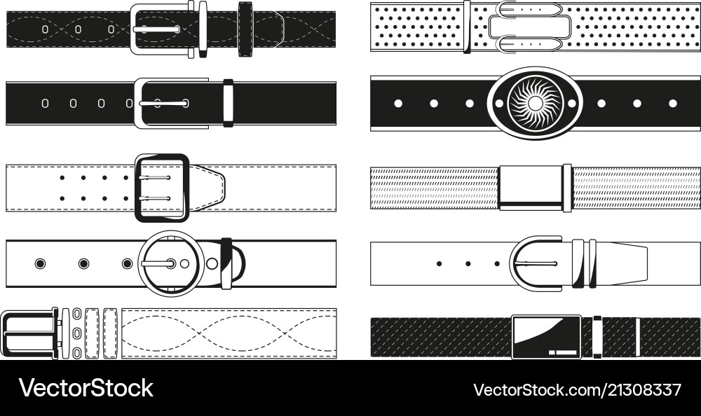 Leather belt monochrome pictures Royalty Free Vector Image