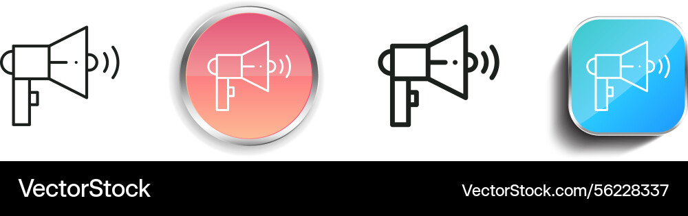 Megaphone icon thin linear regular and button Megaphone icon thin linear regular and button Vector Image
