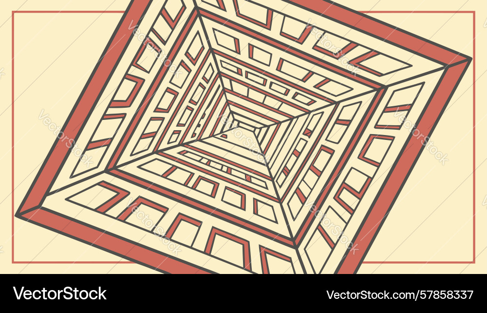 Perspective abstract square tunnel pattern vector image