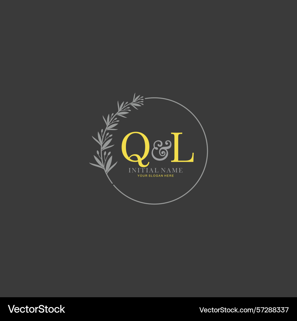 Ql initial logo templates with botanical elements Ql initial logo templates with botanical elements vector image