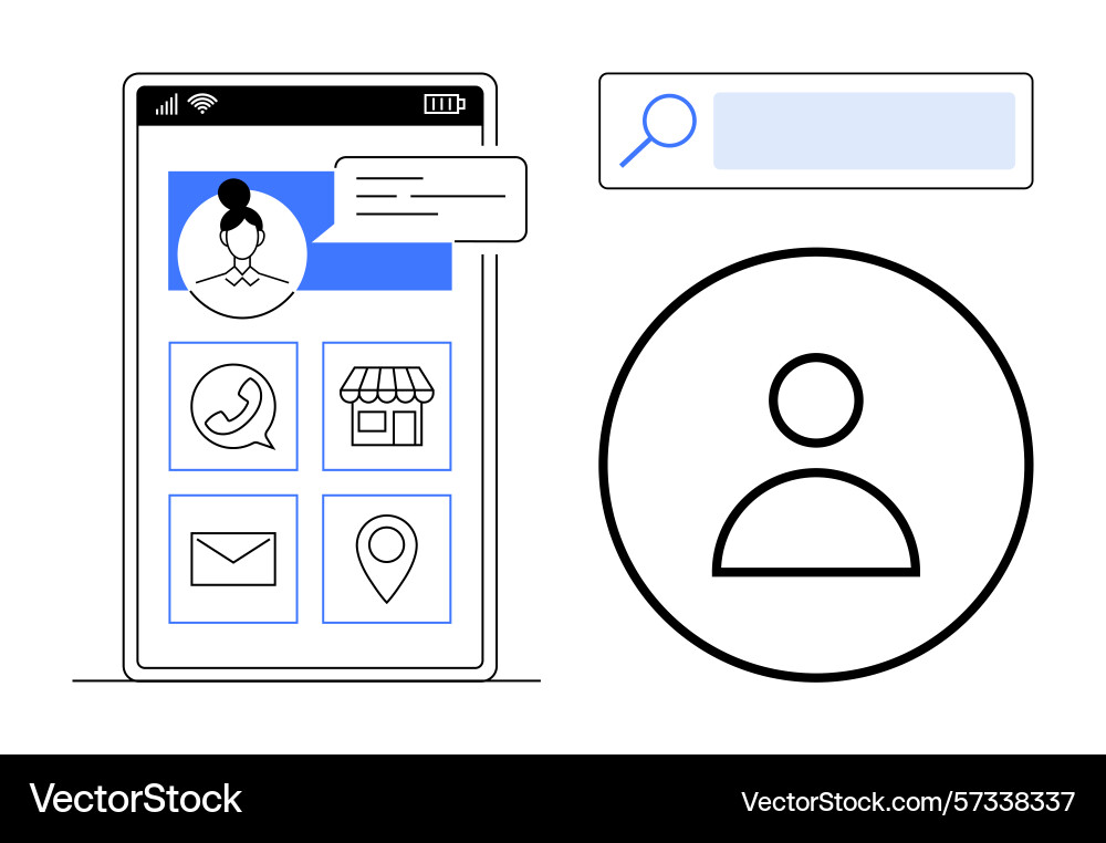 User profile interface with communication User profile interface with communication vector image