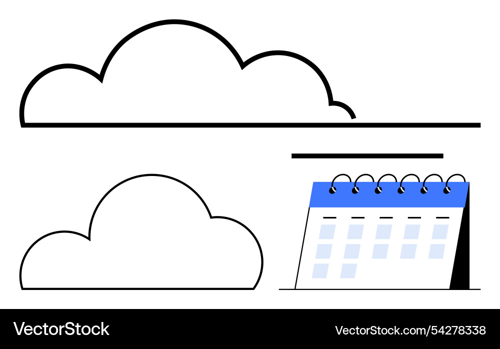 Cloud icons with a desk calendar abstract line Vector Image