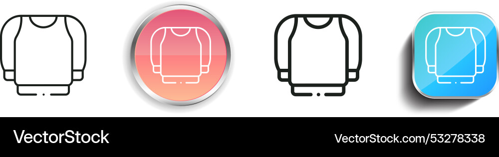 Crewneck icon thin linear regular and button vector image