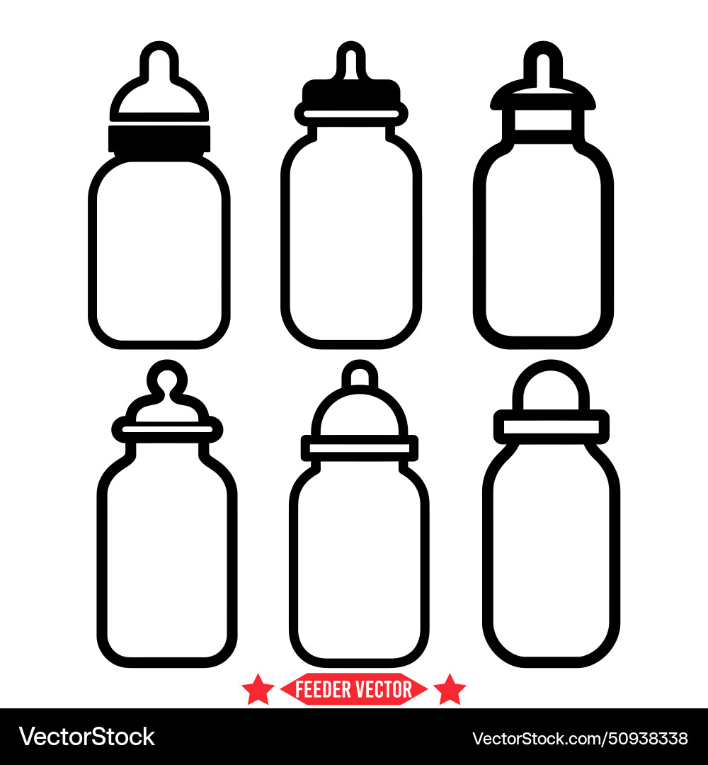 Cute bottle feeder bundle essential for baby Cute bottle feeder bundle essential for baby Vector Image