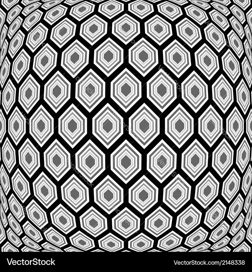 Design monochrome warped hexagon pattern Vector Image