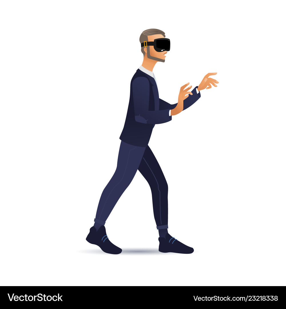 Man Using Virtual Reality Headset vector image