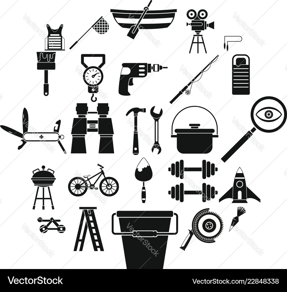 Rig icons set simple style Rig icons set simple style vector image