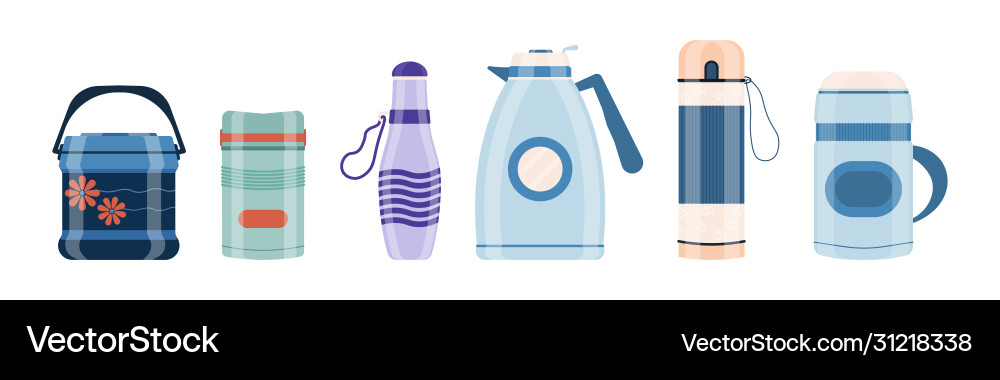 Thermos Flask Drink Container Set vector image