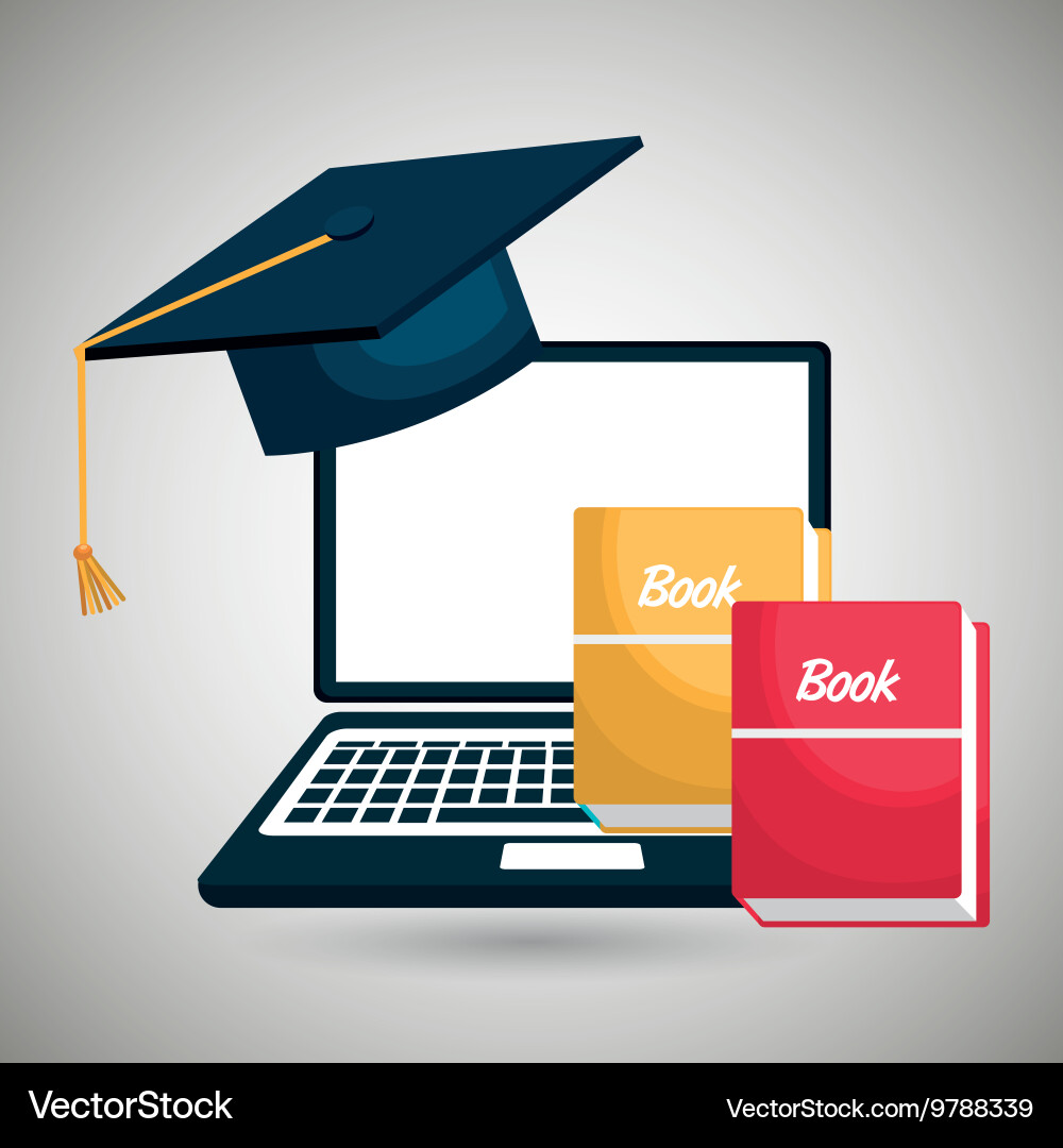 Computer and books isolated icon design Vector Image