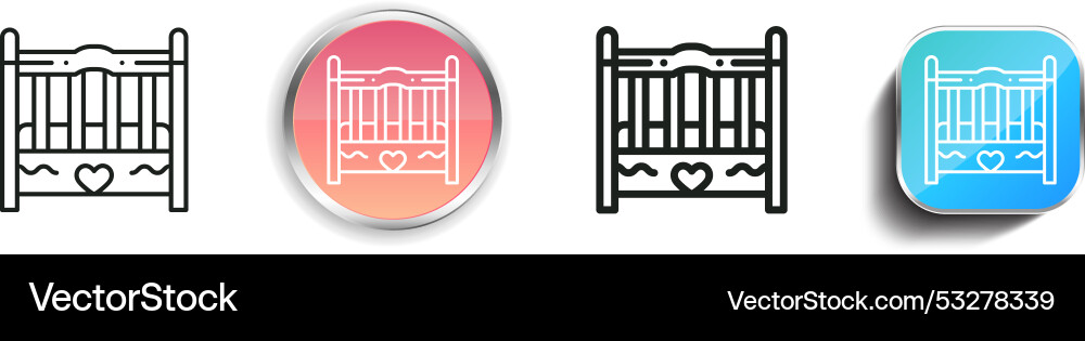Crib icon thin linear regular and button style Vector Image
