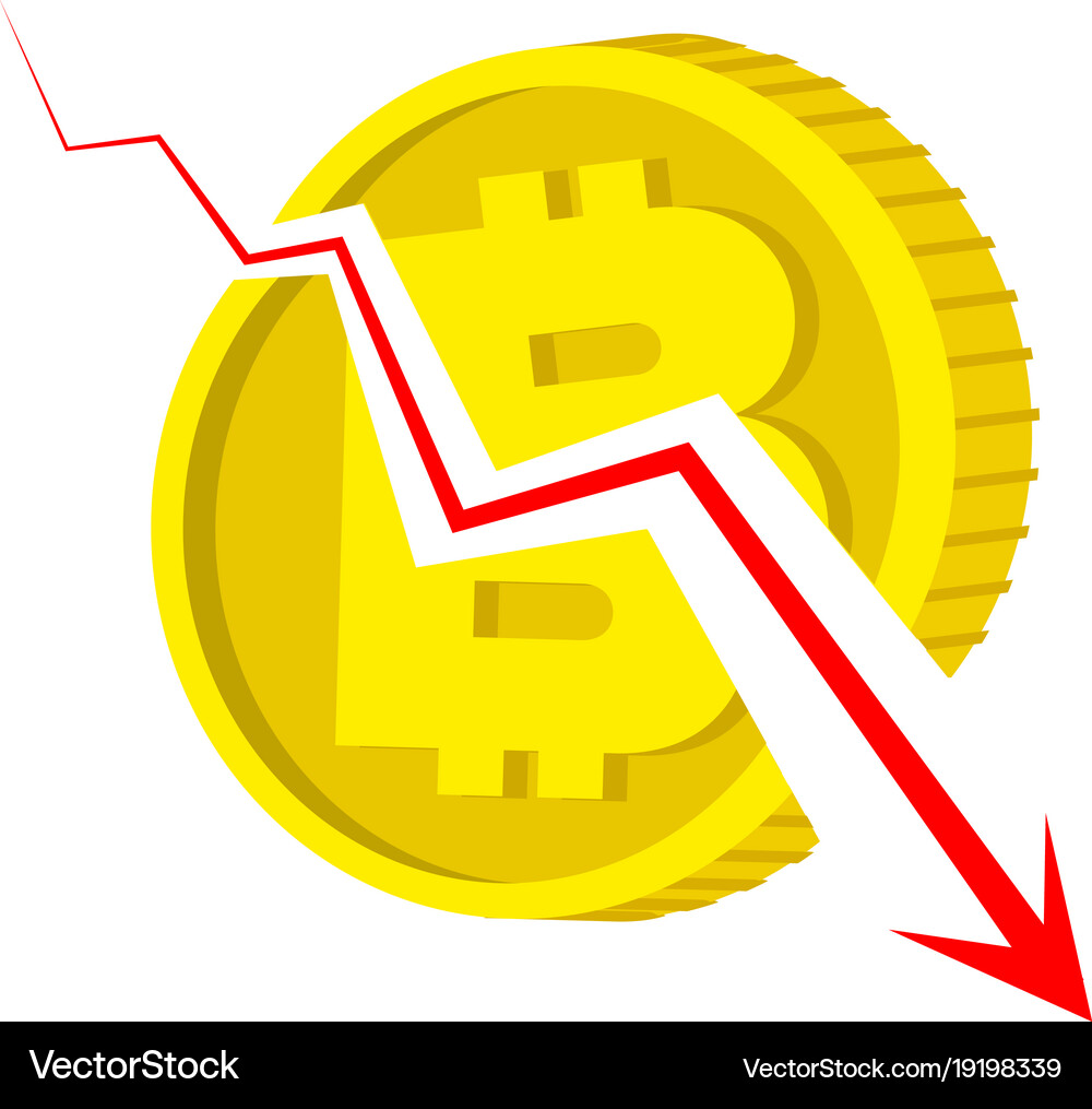 Falling bitcoin - coin with currency sign broken – Royalty-Free Vector |  VectorStock