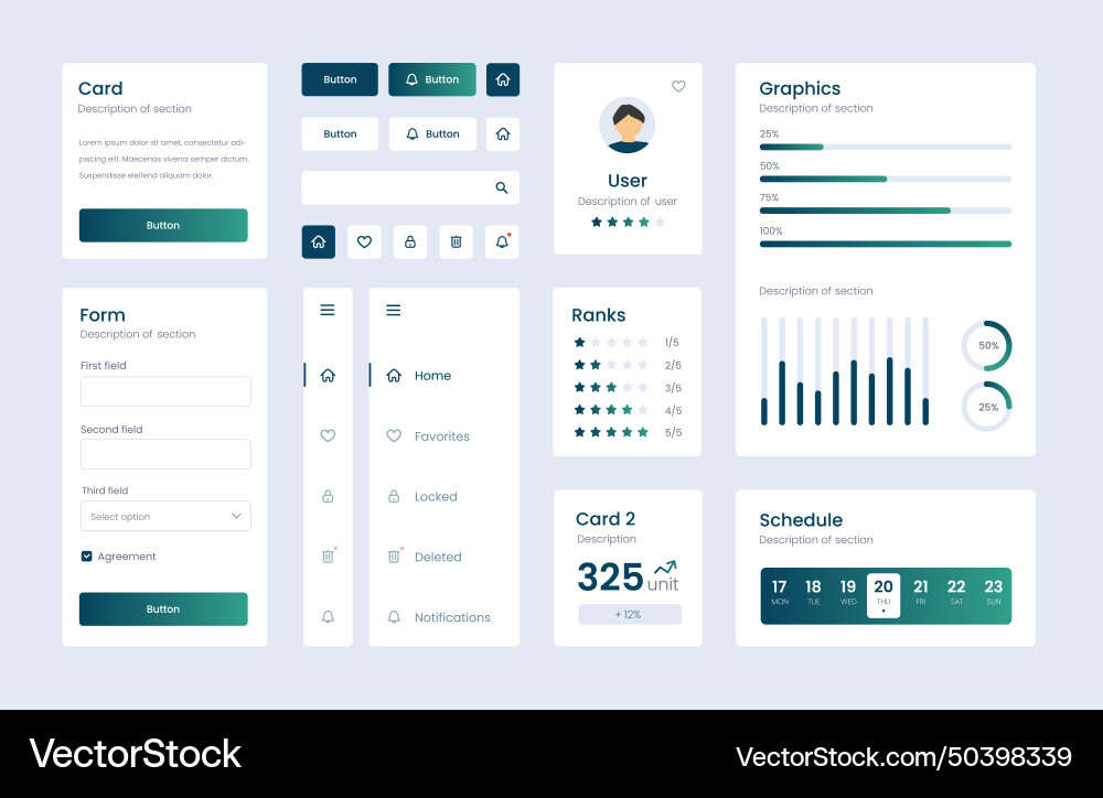 Gradient UI Elements - UX Dashboard vector image