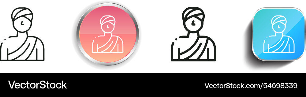 Guru icon thin linear regular and button style Guru icon thin linear regular and button style vector image