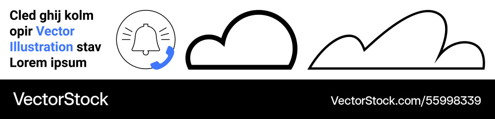 Notification bell with clouds in minimal line art Notification bell with clouds in minimal line art vector image