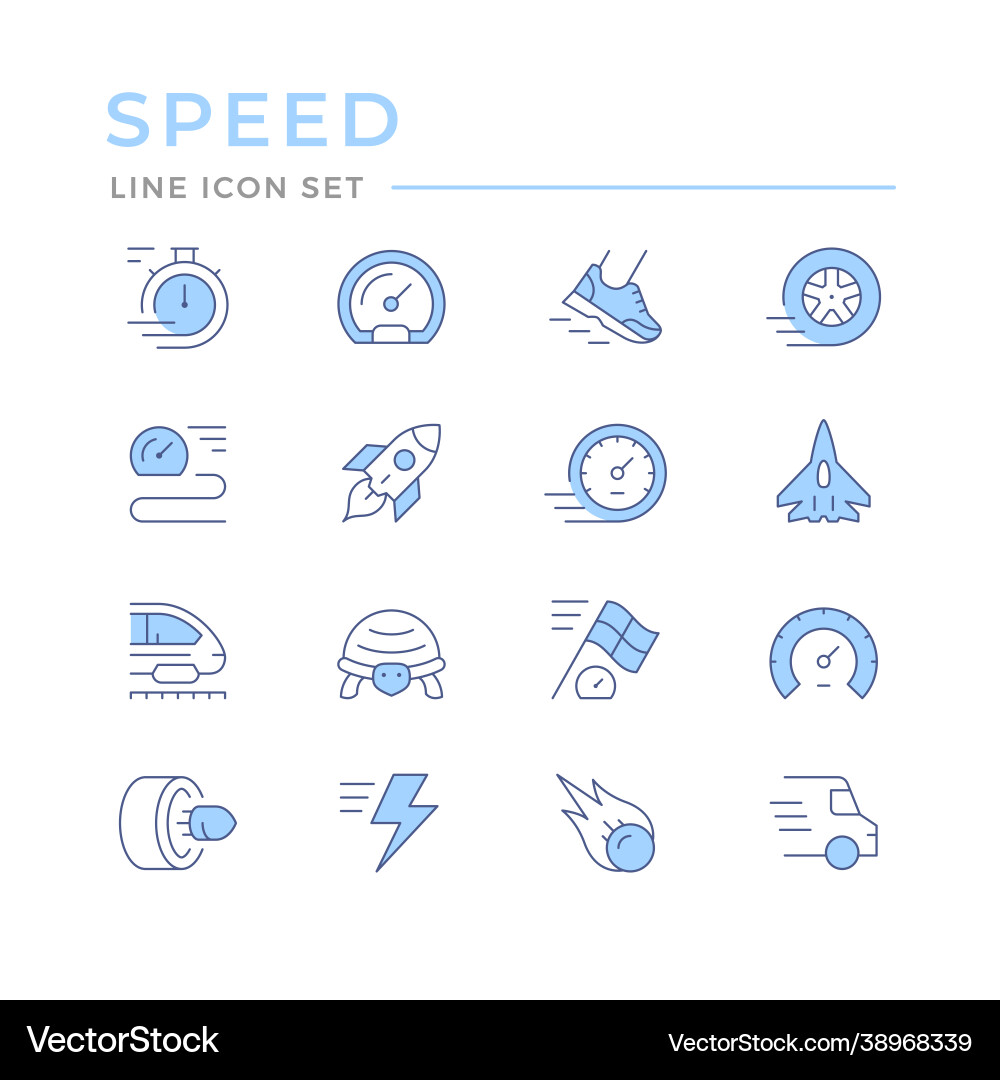 Set color line icons speed Set color line icons speed vector image
