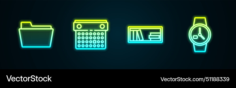 Set line document folder calendar shelf vector image