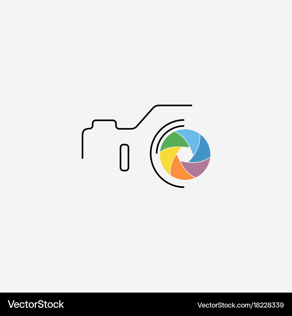 Thin line flat camera icon Royalty Free Vector Image