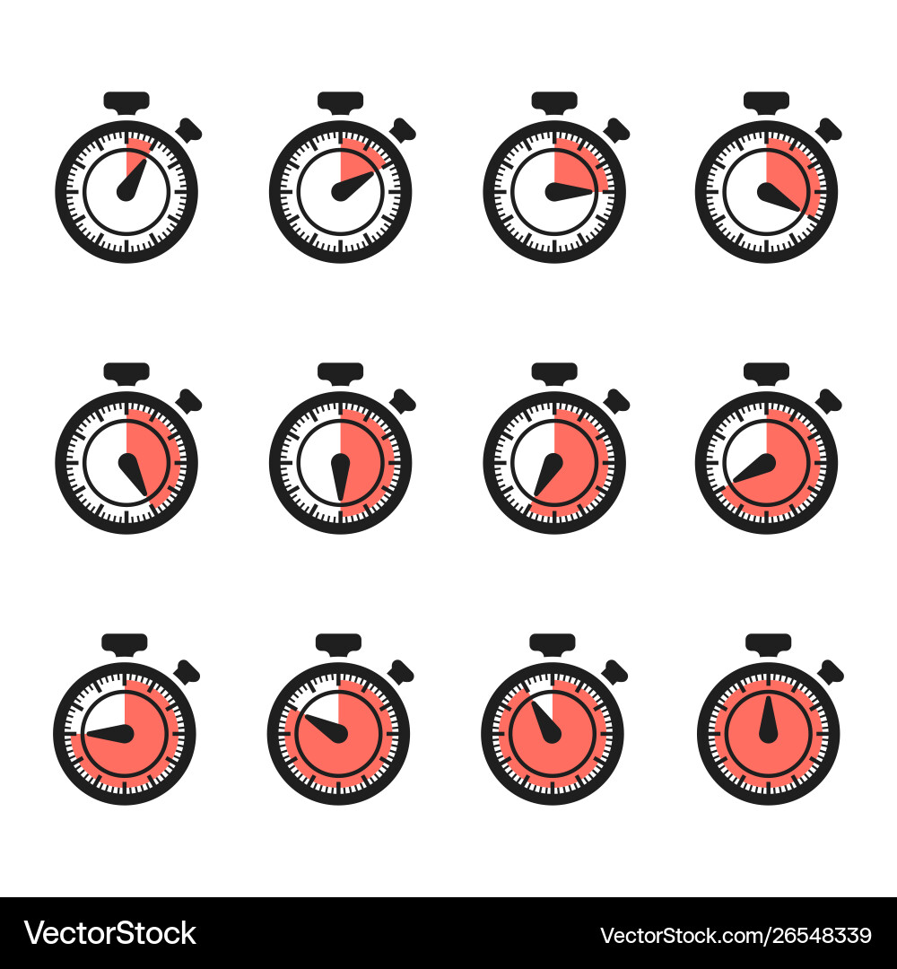 Timer & Stopwatch Icon Set vector image