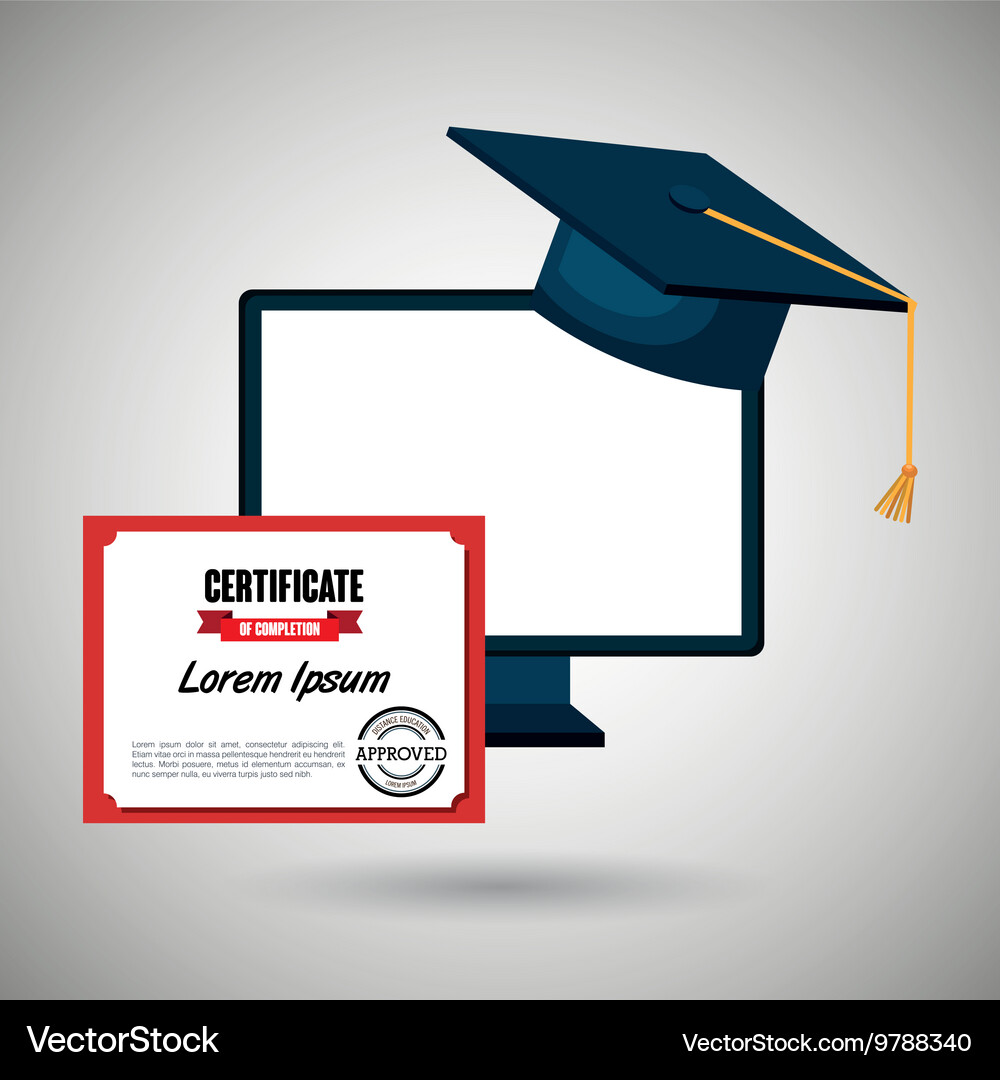 Computer and certificate isolated icon design Vector Image