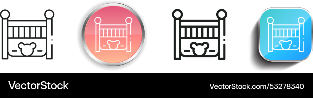 Crib icon thin linear regular and button style vector image