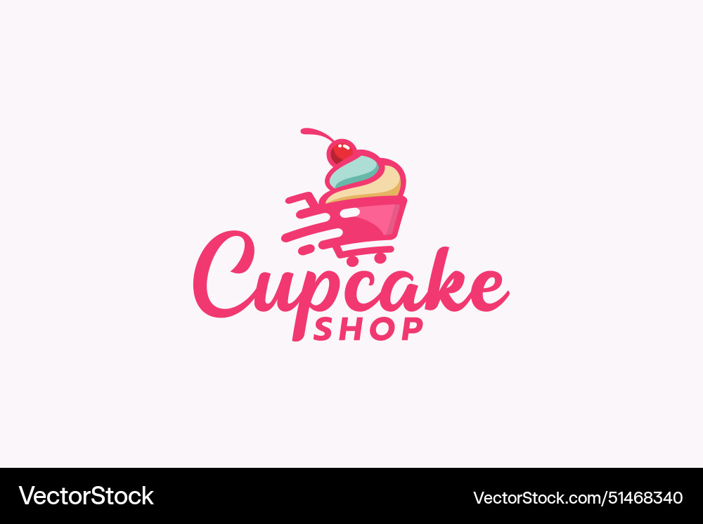 Cupcake shop logo with a combination Royalty Free Vector