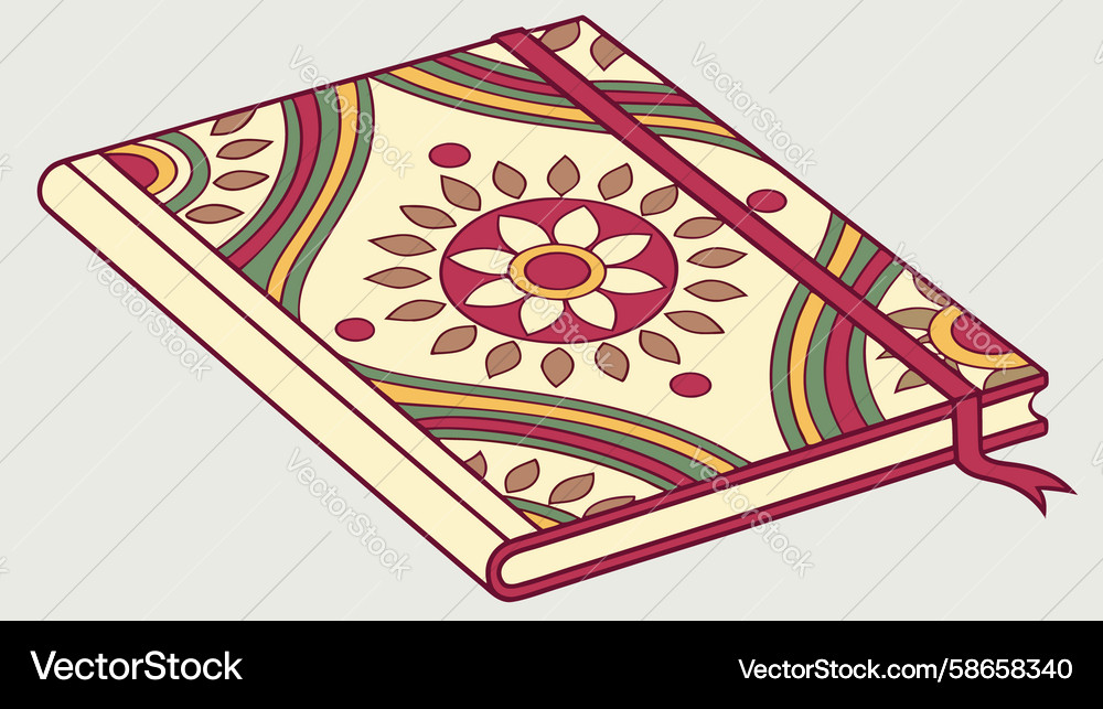 Floral Notebook with Intricate Patterns Vector Image