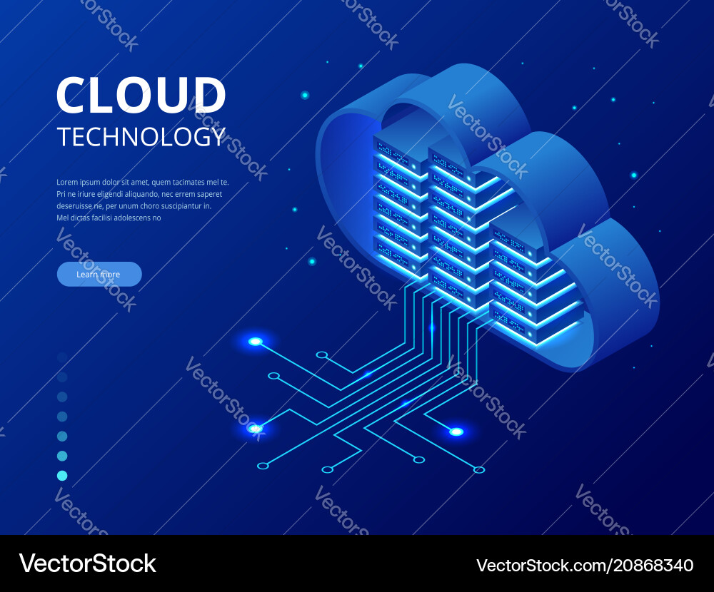 Isometric modern cloud technology and networking Isometric modern cloud technology and networking vector image