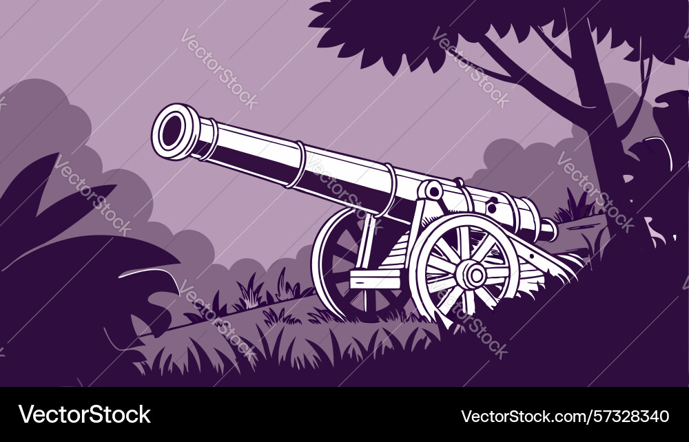 Mysterious cannon hidden deep within a shadowy Vector Image