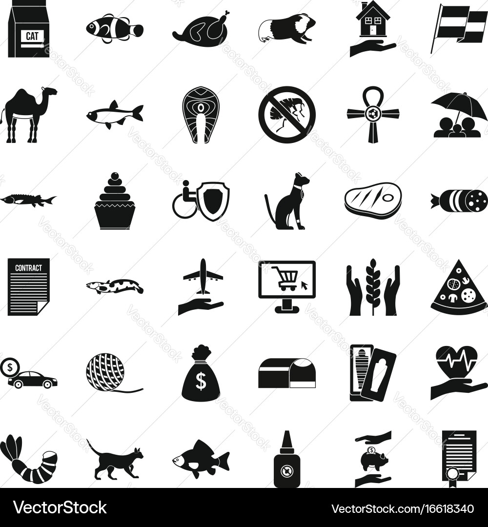 One cat icons set simple style Vector Image