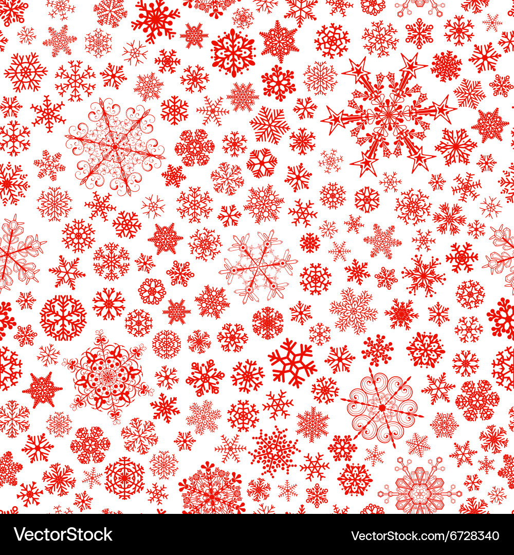 Red Snowflake Winter Seamless Pattern vector image