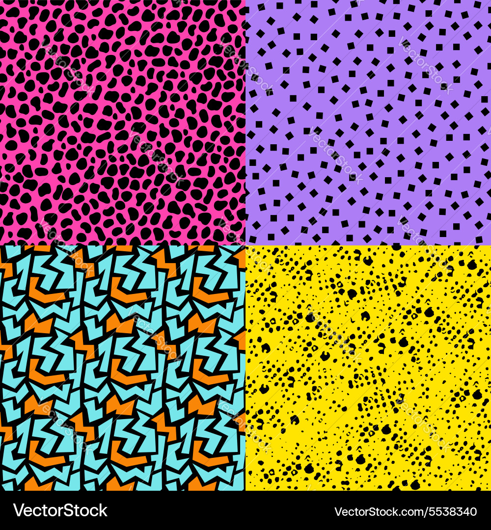 Retro Memphis Pattern Set vector image